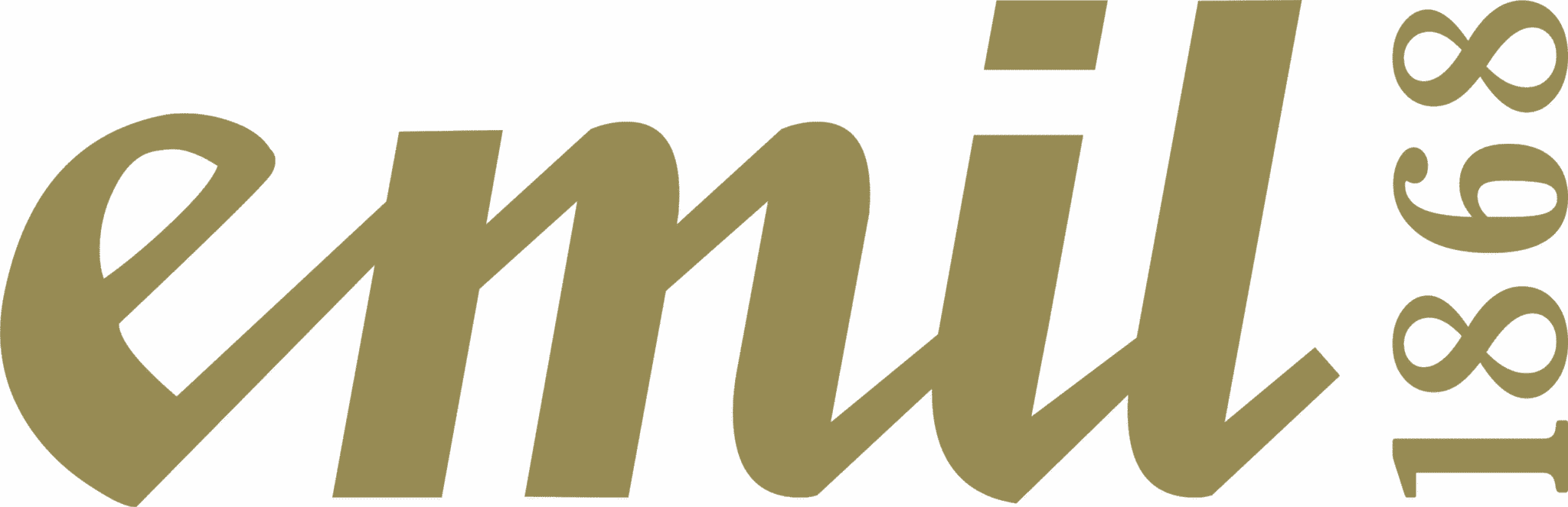 Logo von emil 1868 – Schriftzug in Weiß mit dem Slogan ‚We bottle Austria‘, traditionelles Design eines österreichischen Spirituosenherstellers